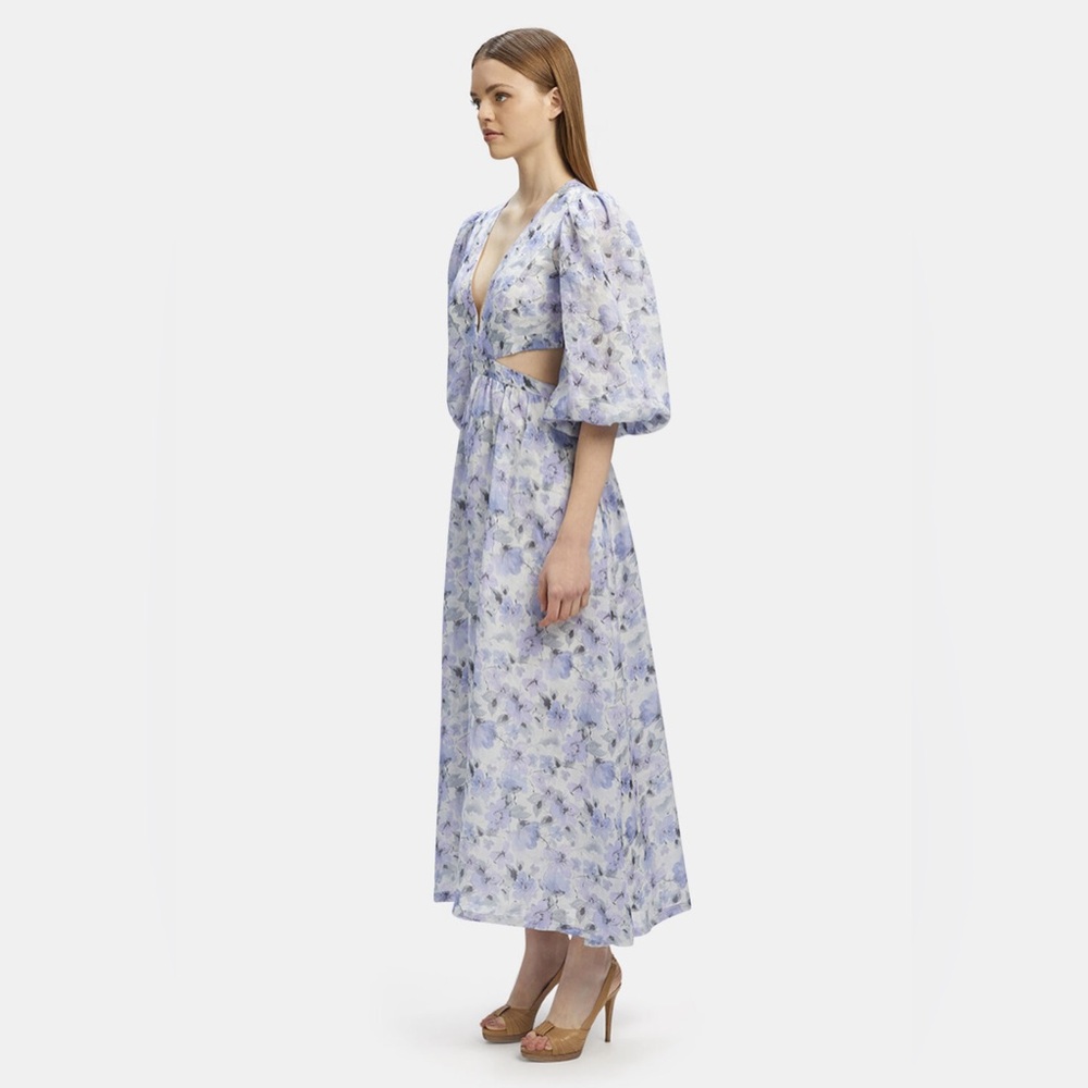 Bardot NWOT Romantic Puff Sleeve Cut Out Floral Maxi Summer Resort Dress (XL) - Picture 10 of 12